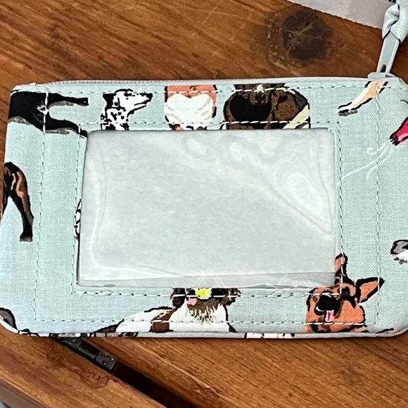 Vera Bradley Light Blue Dog Print Key Pouch with Ring - Picture 3 of 5